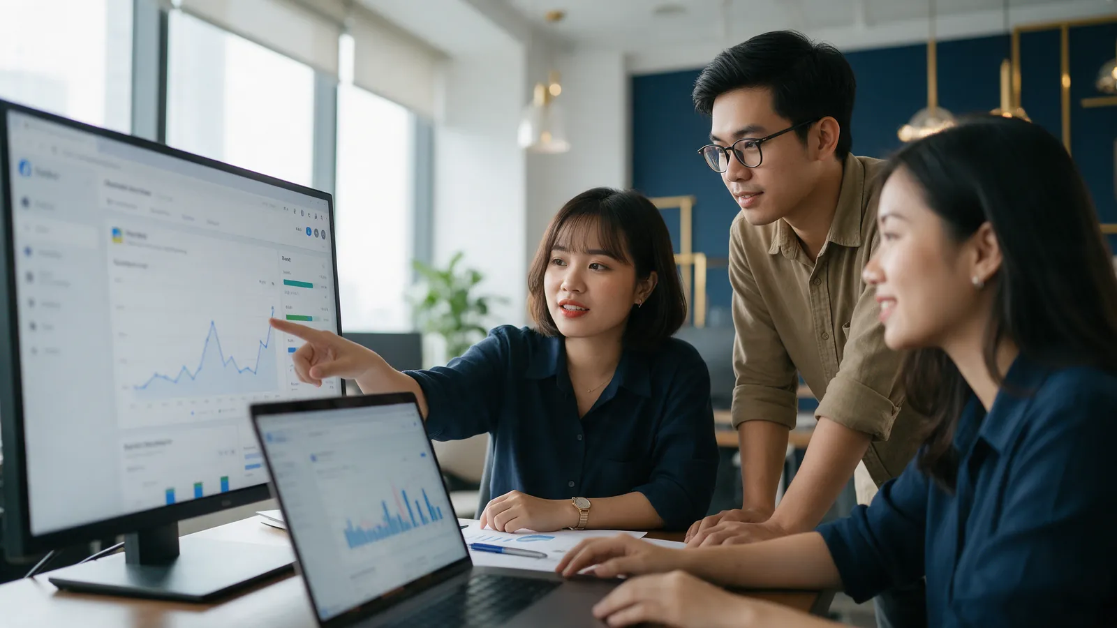 HAIDANG media team reviewing Facebook ads performance together